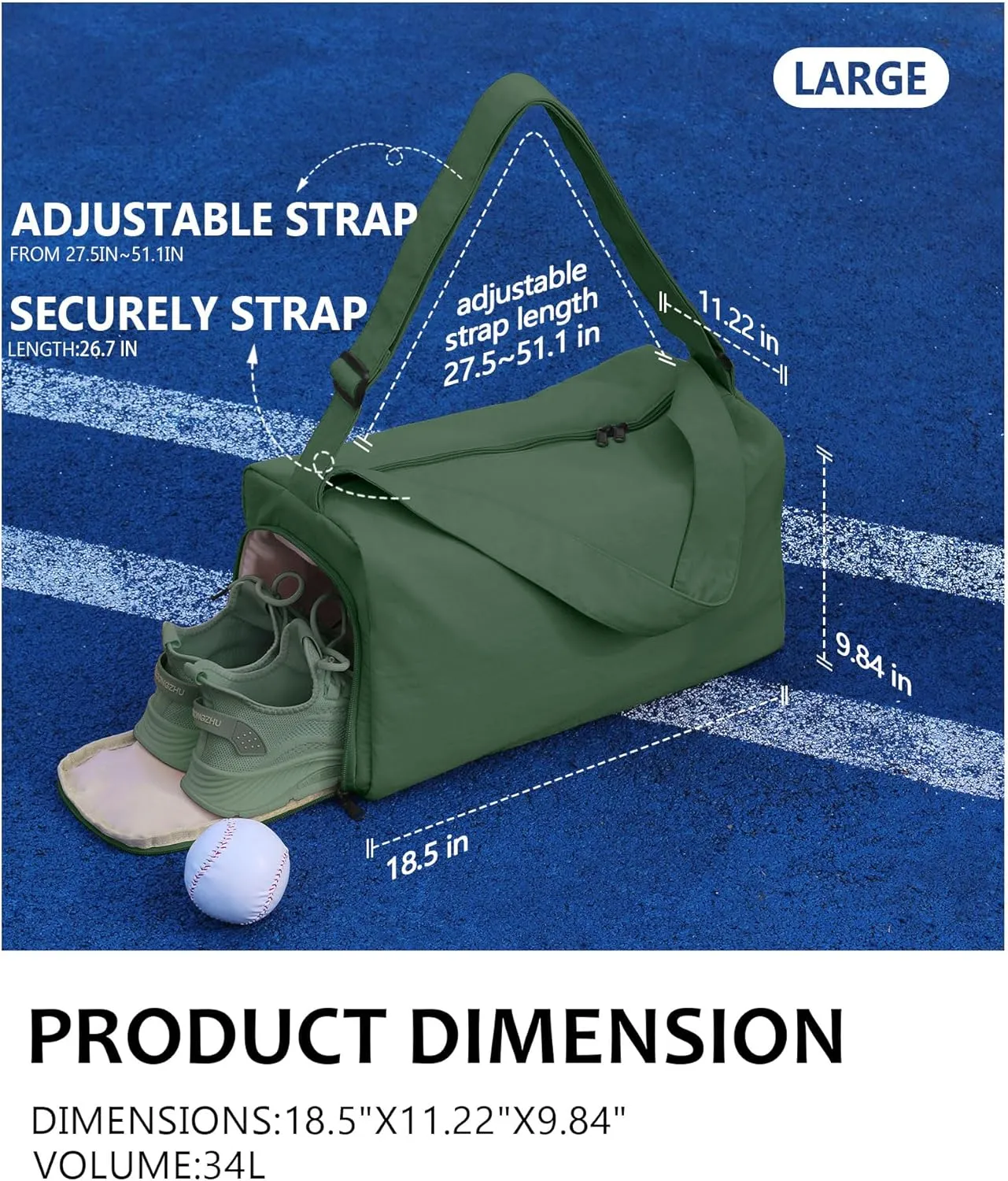 Large Gym Bag for Women with Shoes Compartment, Stylish Duffle Travel Bag for Plane, Lightweight Duffle Bag for Women & Men, Sport Gym Tote Bag with Wet Pocket for Yoga, Pilates, Swimming