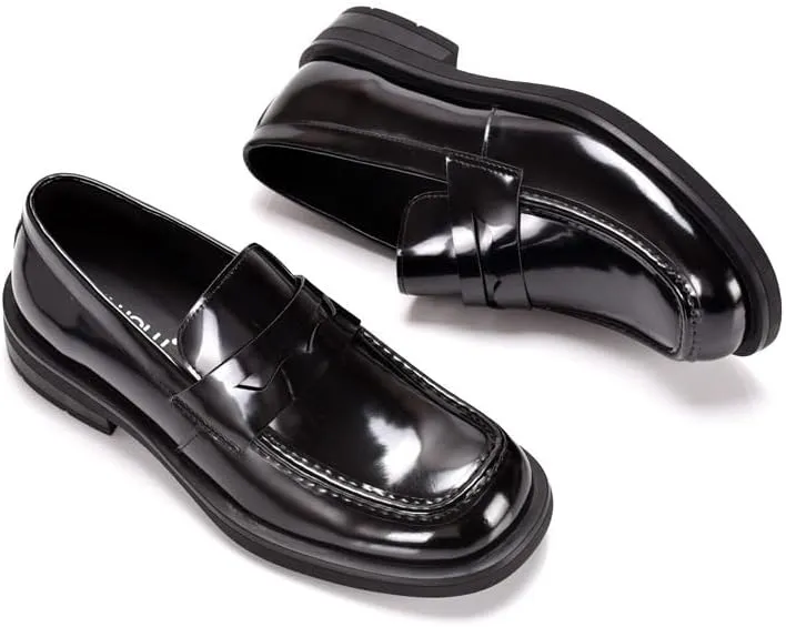 Leather Casual Sneakers for Mens Formal Slip On Penny Loafer Shoes Summer Breathable Driving Shoes