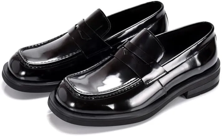 Leather Casual Sneakers for Mens Formal Slip On Penny Loafer Shoes Summer Breathable Driving Shoes