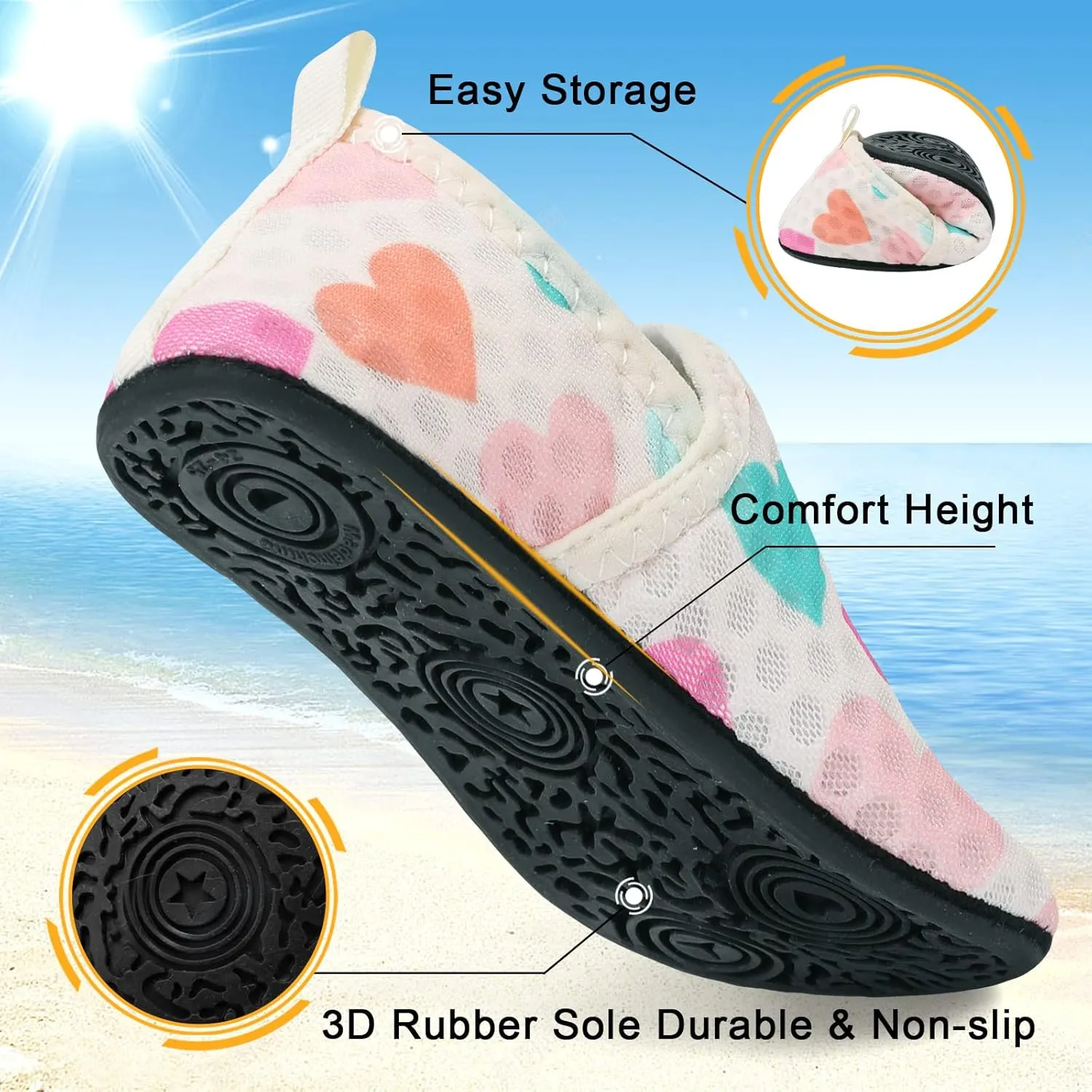 Lefflow Toddler Water Shoes Kids Quick Dry Beach Swim Socks Shoes Baby Non Slip House Slippers