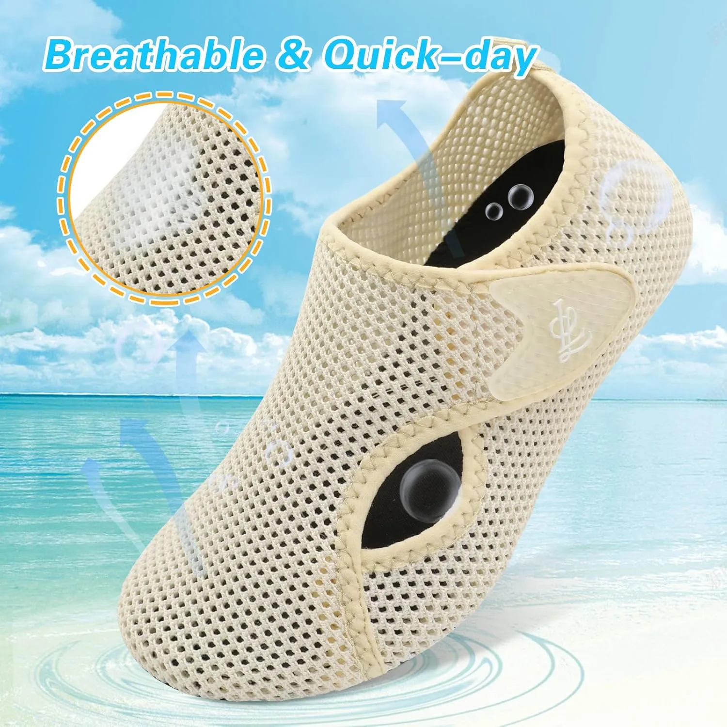 LeIsfIt Water Shoes for Women Men Wide Swim Beach Barefoot Shoes Quick Dry Aqua Socks for Pool Diving Boating River Yoga Lake Surf