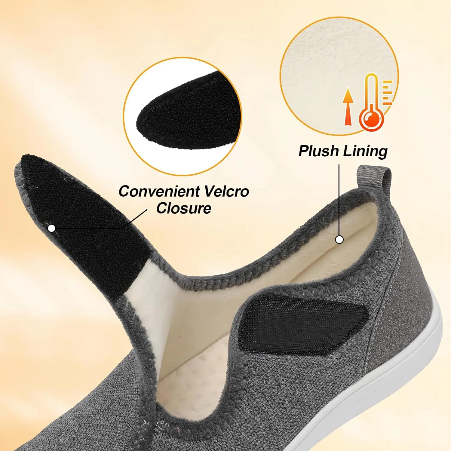 LeIsfIt Womens Slippers Wide Diabetic Shoes Adjustable Arthritis Edema House Shoes Indoor Outdoor Slippers
