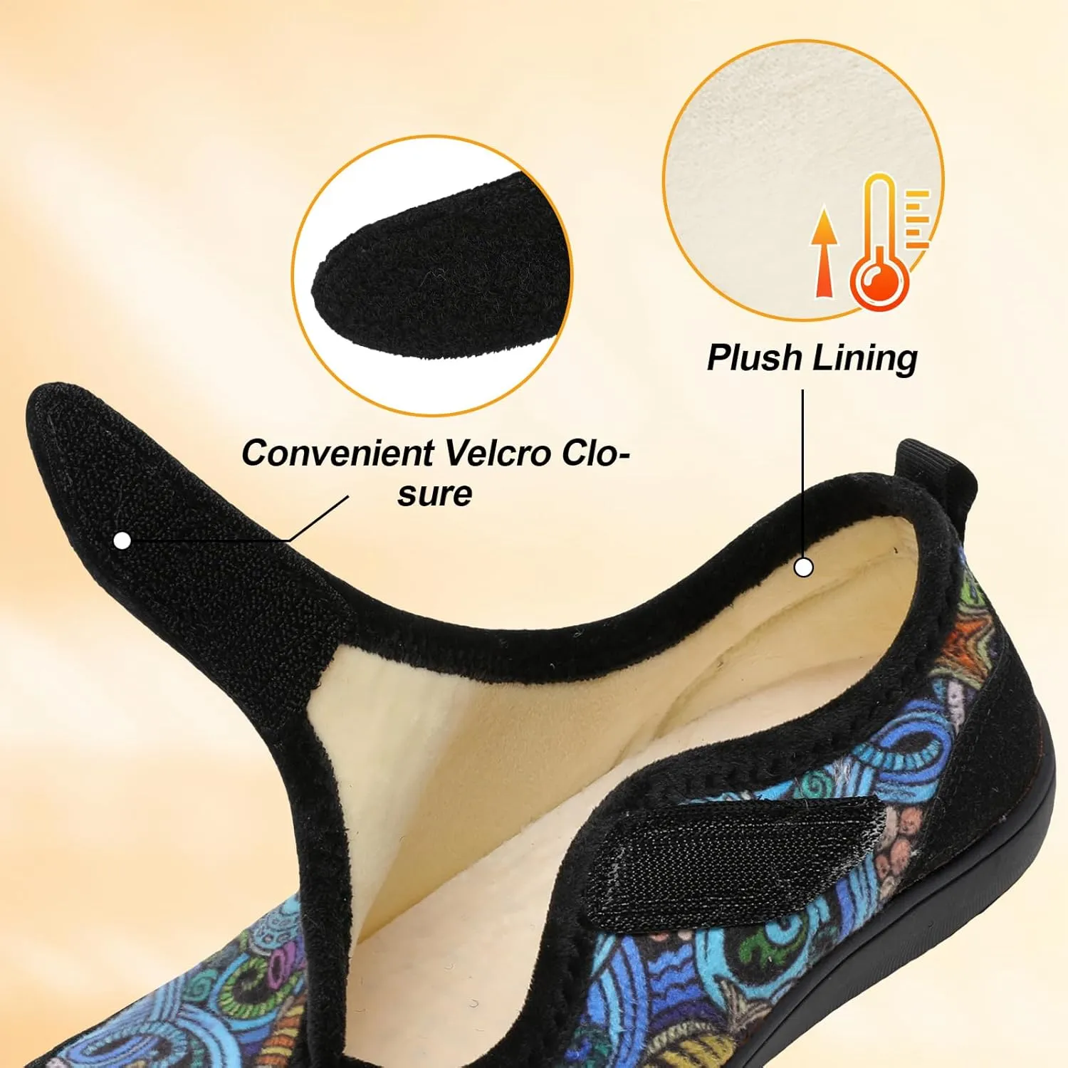 LeIsfIt Womens Slippers Wide Diabetic Shoes Adjustable Arthritis Edema House Shoes Indoor Outdoor Slippers