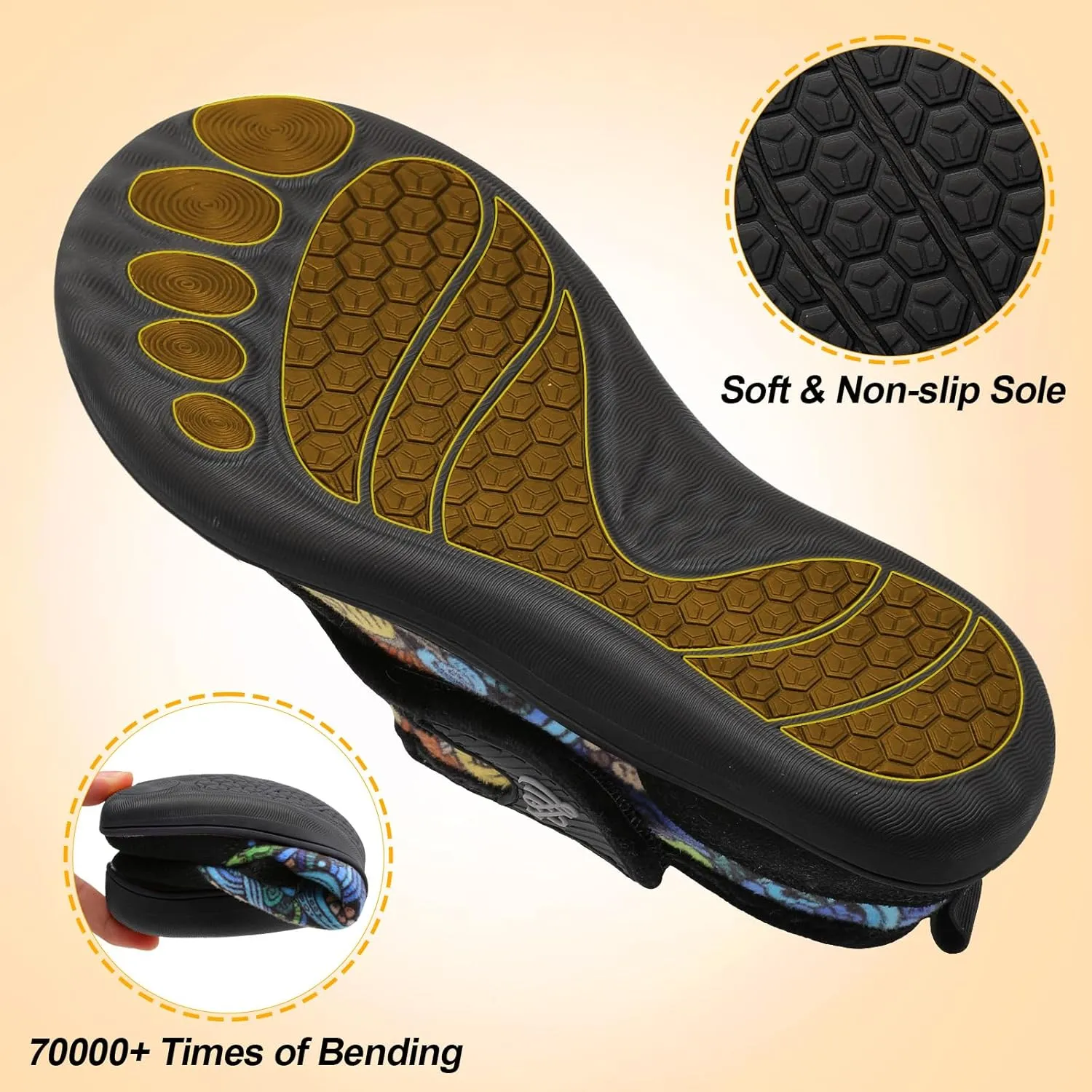 LeIsfIt Womens Slippers Wide Diabetic Shoes Adjustable Arthritis Edema House Shoes Indoor Outdoor Slippers