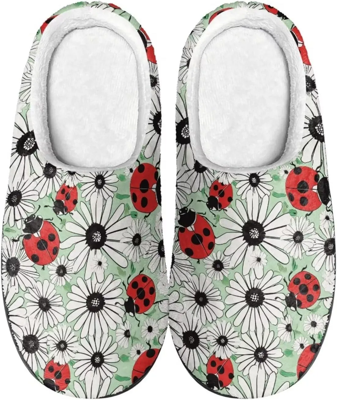 Leopard Ladybug Winter Cozy&Comfy Slippers for Women, Halloween Girl's Warm Slipper Winter Casual Indoor Shoes