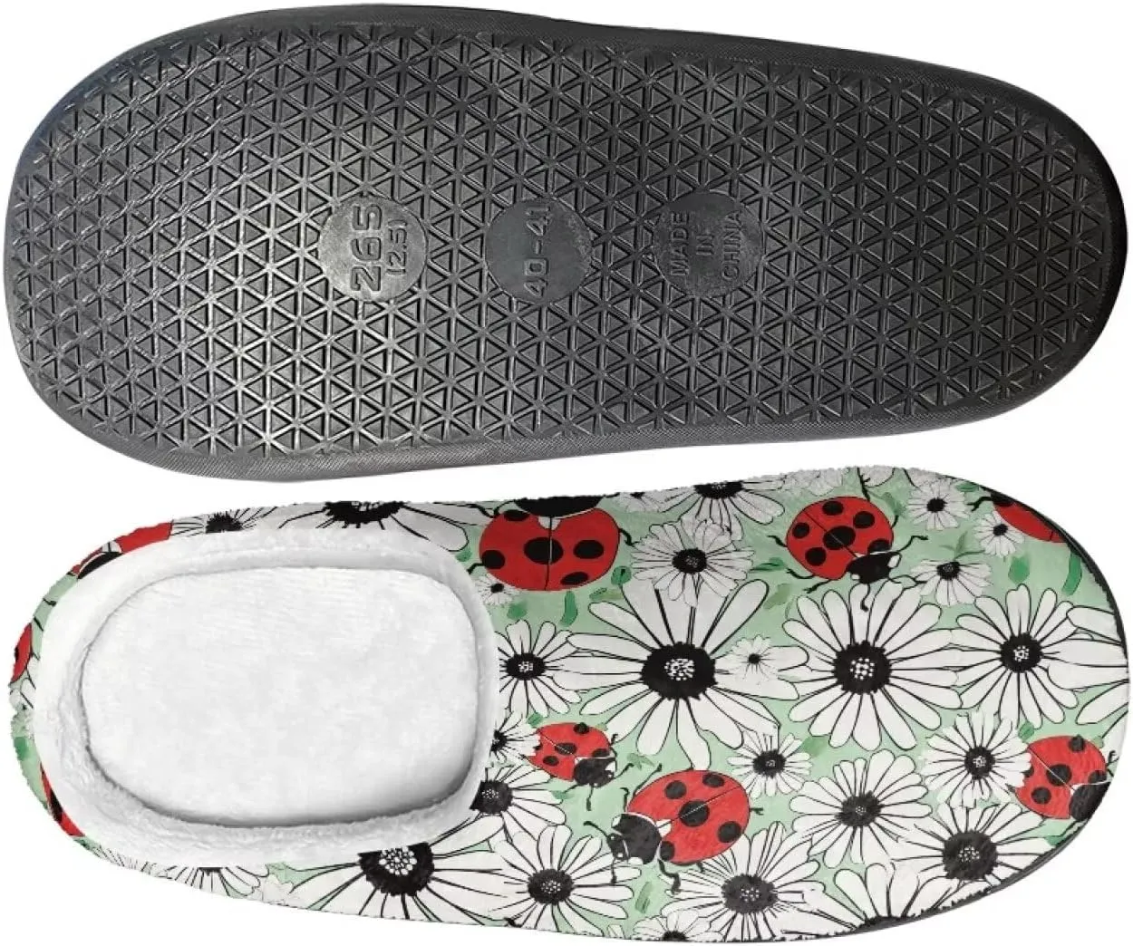 Leopard Ladybug Winter Cozy&Comfy Slippers for Women, Halloween Girl's Warm Slipper Winter Casual Indoor Shoes