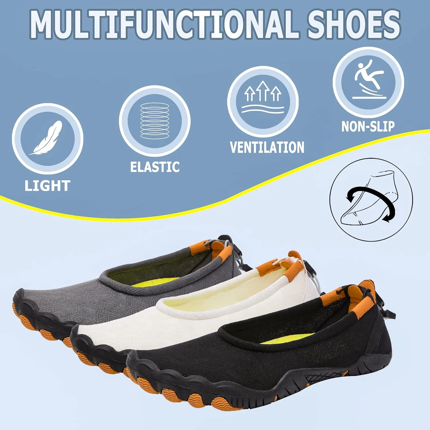 Lightweight Comfortable Water Shoes for Men Women Barefoot Quick Dry Aqua Shoes Outdoor Beach Shoes for Diving Walking Boating Swimming Surfing Yoga