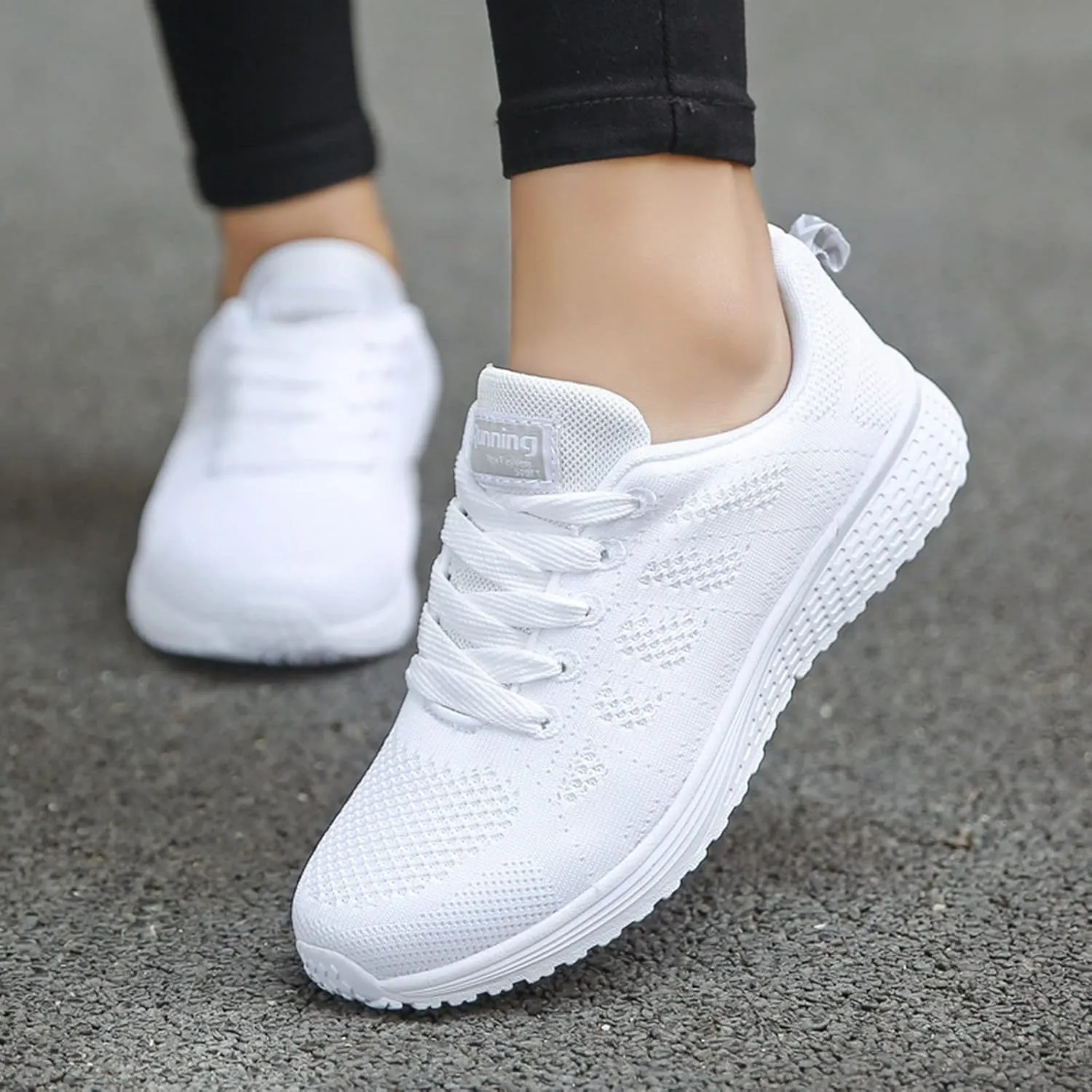 Lightweight Shoes Women Ladies Breathable Mesh Air Cushion Mesh Casual Lightweight Soft Bottom Lace Up Running Shoes