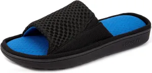 LongBay Men's Comfy Memory Foam Slide Slippers Breathable Mesh Cloth House Shoes