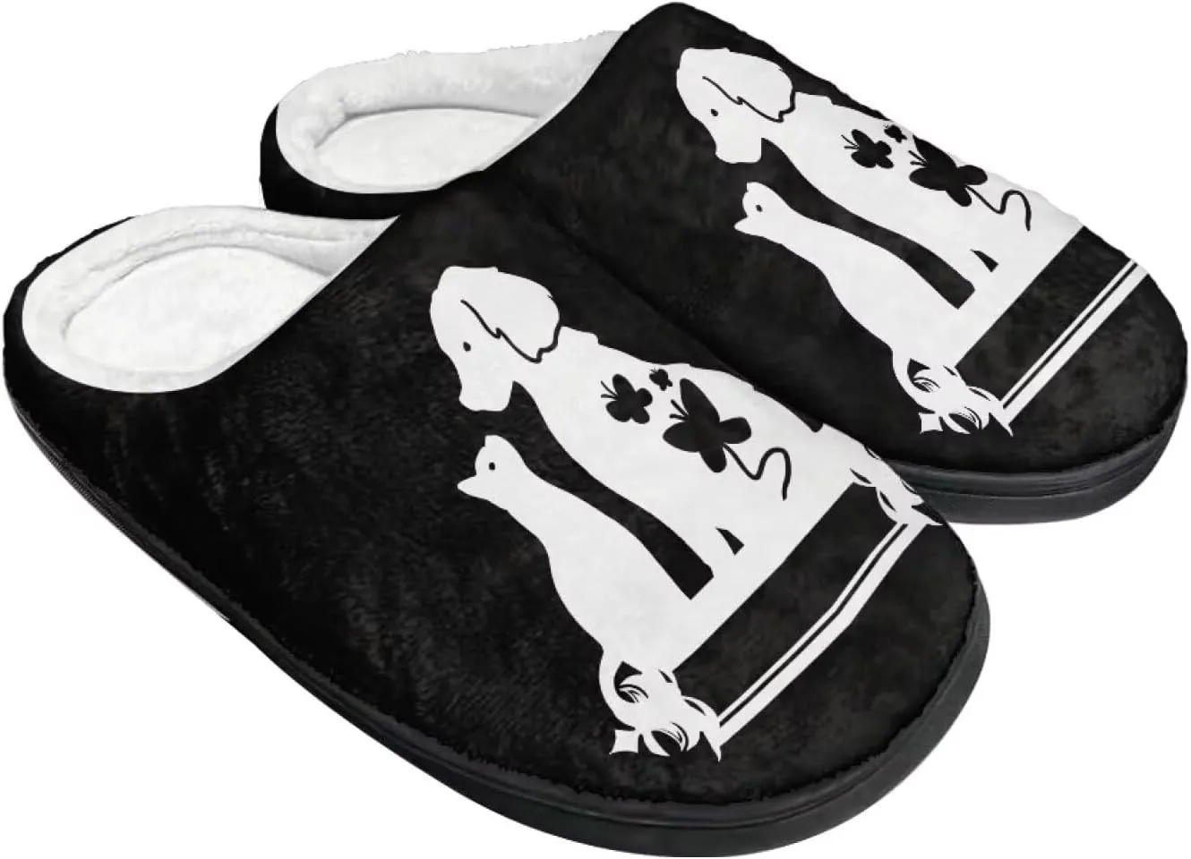 Lotusorchid Dog Print House Shoes Memory Foam House Slipper Cozy Soft Scuff Slipper Slip On Clog Slipper Warm Fluffy Bedroom Slipper for Winter