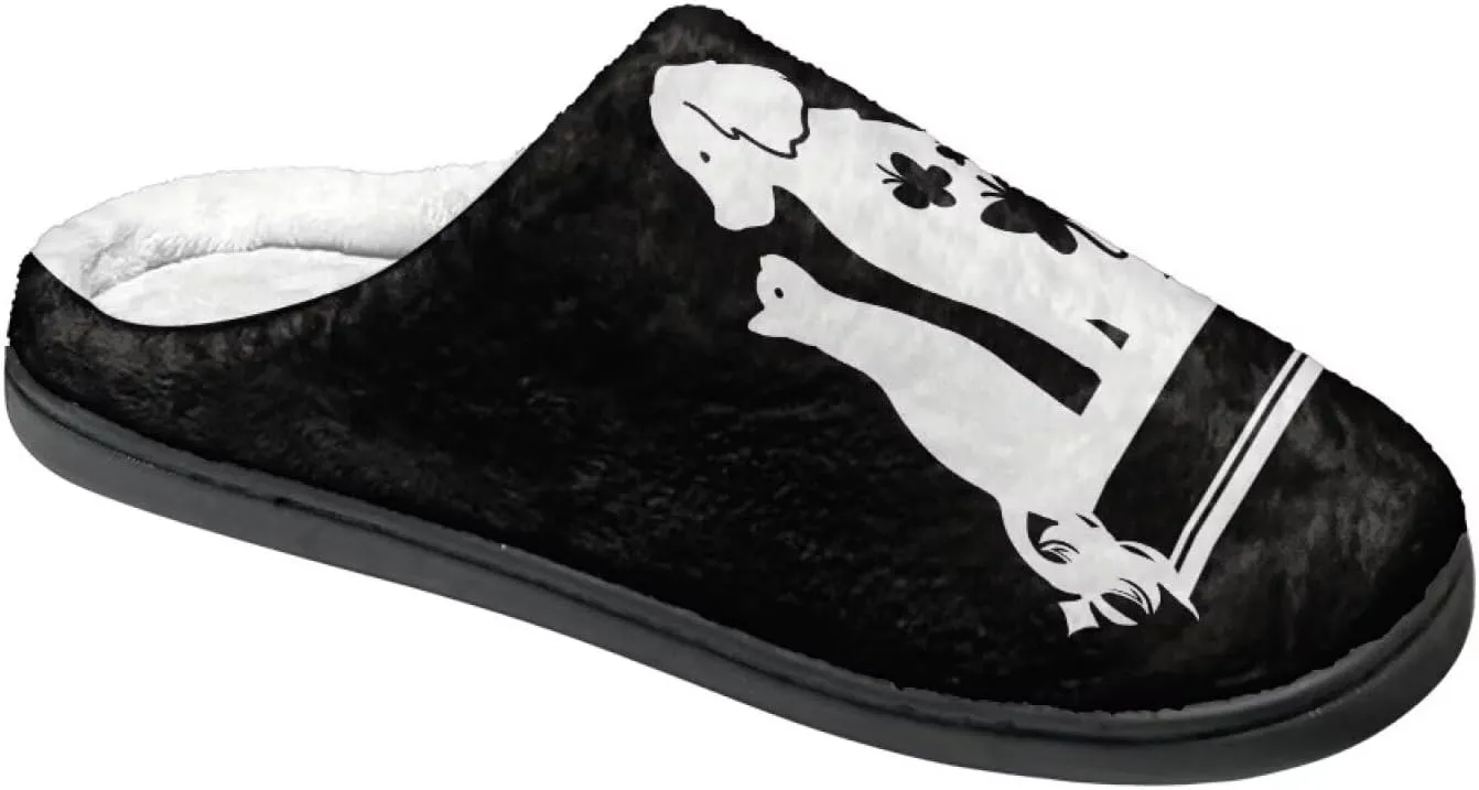 Lotusorchid Dog Print House Shoes Memory Foam House Slipper Cozy Soft Scuff Slipper Slip On Clog Slipper Warm Fluffy Bedroom Slipper for Winter