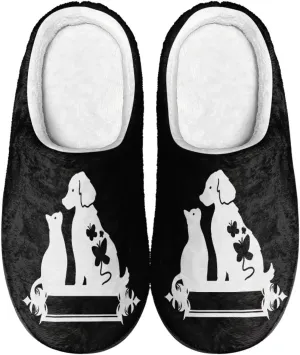 Lotusorchid Dog Print House Shoes Memory Foam House Slipper Cozy Soft Scuff Slipper Slip On Clog Slipper Warm Fluffy Bedroom Slipper for Winter