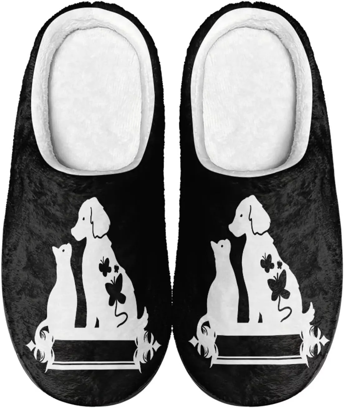 Lotusorchid Dog Print House Shoes Memory Foam House Slipper Cozy Soft Scuff Slipper Slip On Clog Slipper Warm Fluffy Bedroom Slipper for Winter