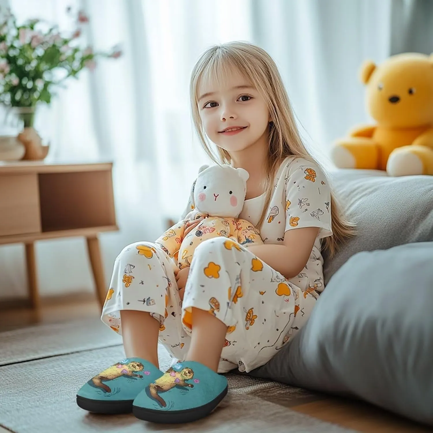 Lotusorchid Kids Slipper for Girls, Boys House Slipper Bedroom Slipper Warm Memory Foam Sleep Slipper Cozy Soft Winter Slipper