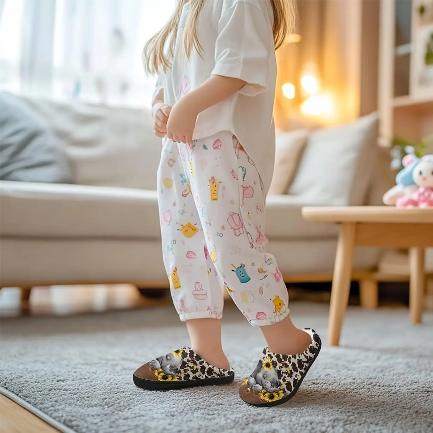 Lotusorchid Sleep Slipper for Kids, Warm Cozy Girls Bedroom Slipper Memory Foam House Slipper for Boys, Non Slip House Shoes Indoor Outdoor