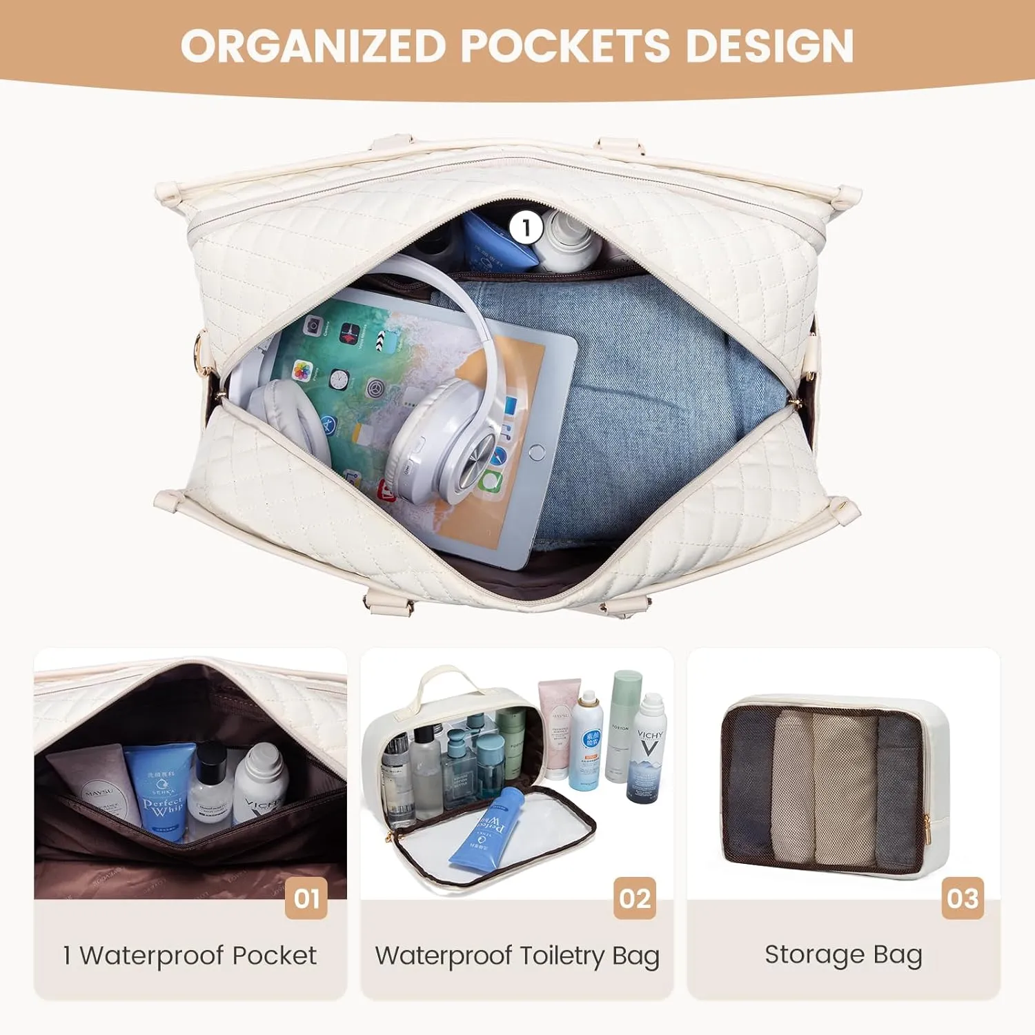 LOVEVOOK Travel Duffle Bag - Weekender & Overnight Bag for Women with Toiletry & Laptop Compartments