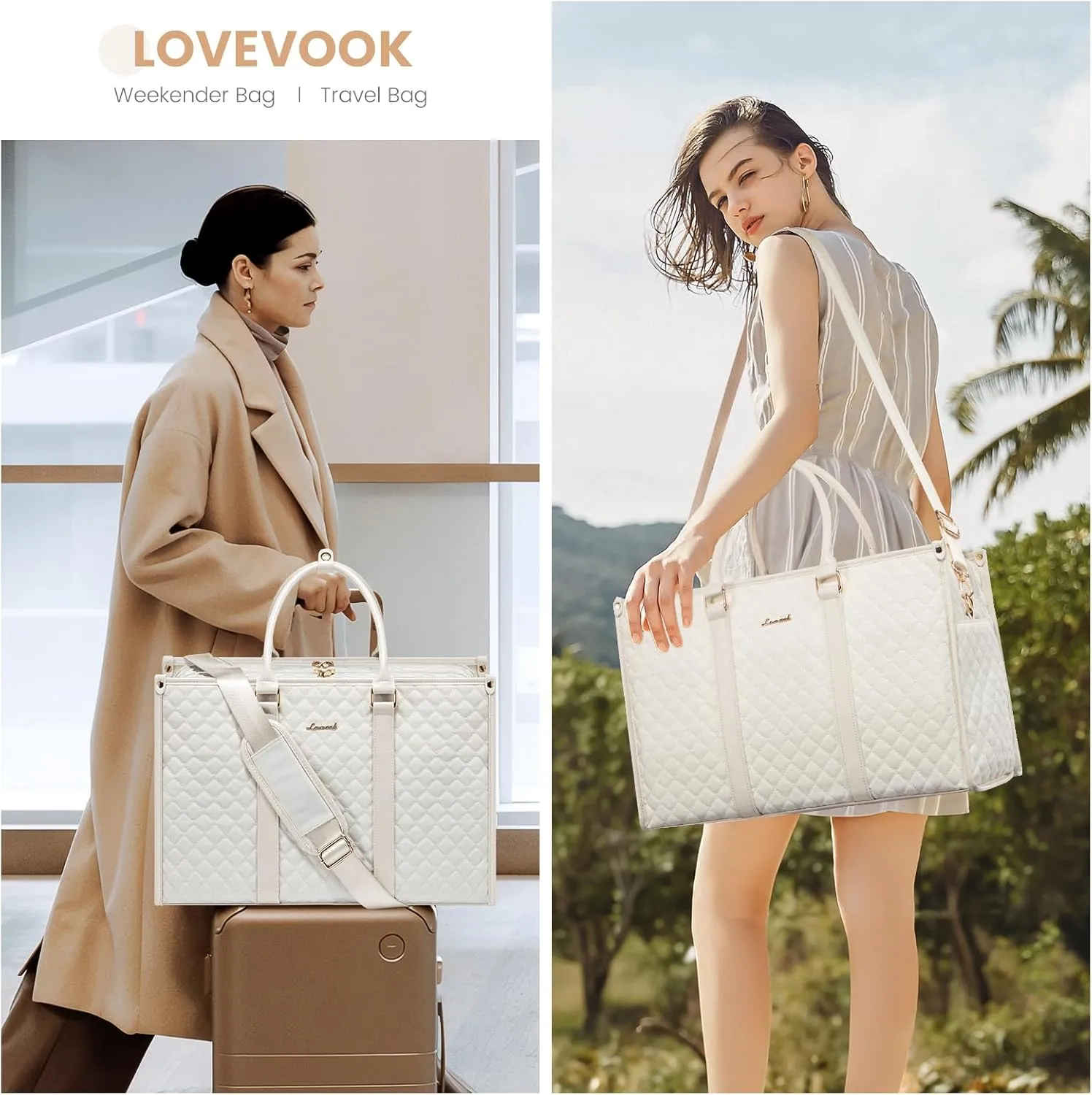 LOVEVOOK Travel Duffle Bag - Weekender & Overnight Bag for Women with Toiletry & Laptop Compartments
