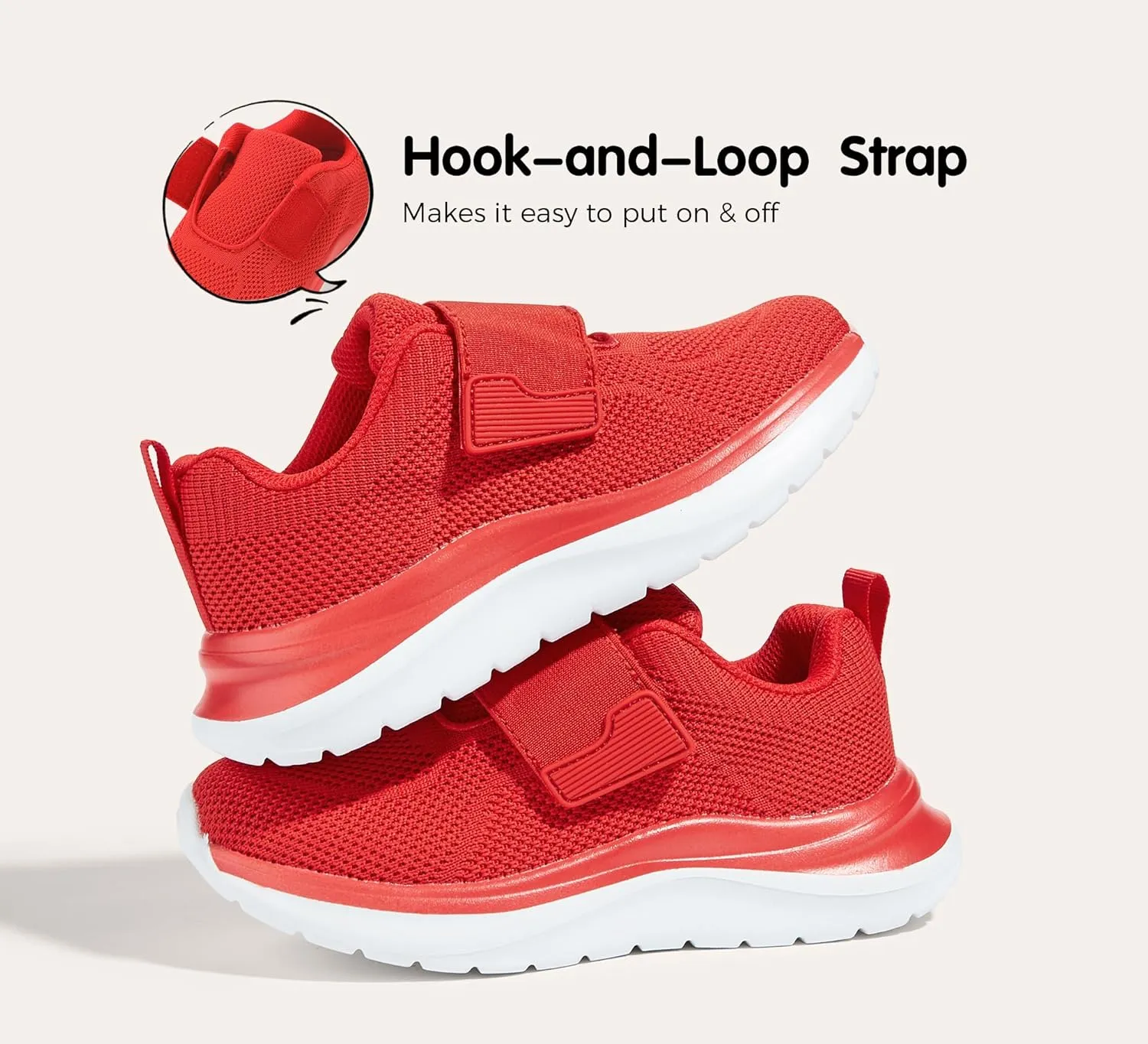 LUCKY STEP Boys Girls Tennis Shoes Kids Unisex Walking Running School Athletic Hook and Loops Strap Breathable for Toddler/Little Kid/Big Kid