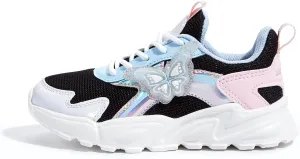 LUCKY STEP Girls Kid's Butterfly Running Sneaker Tennis Sparkle Mesh Athletic School Gym Lace-up Walking Shoes for Toddler/Little Kid/Big Kid