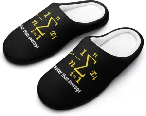Math Be Greater Than Average Cotton Slippers with Non Slip Rubber Soles Winter House Shoes Washable for Indoor Outdoor