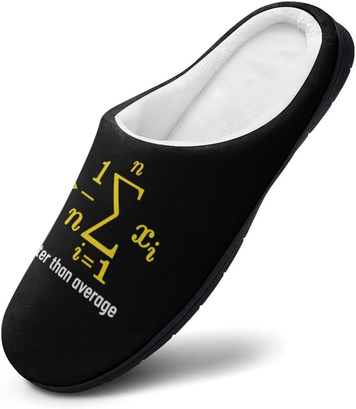 Math Be Greater Than Average Cotton Slippers with Non Slip Rubber Soles Winter House Shoes Washable for Indoor Outdoor