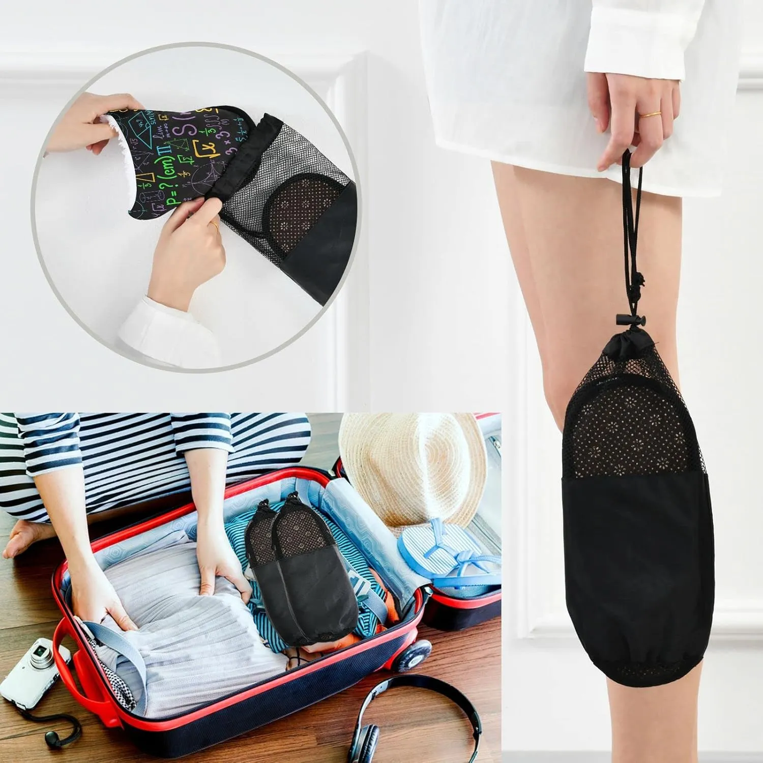 Math Formulas Slippers for Women, Memory Foam House Slippers, Non-Slip Indoor Winter Bedroom Shoes