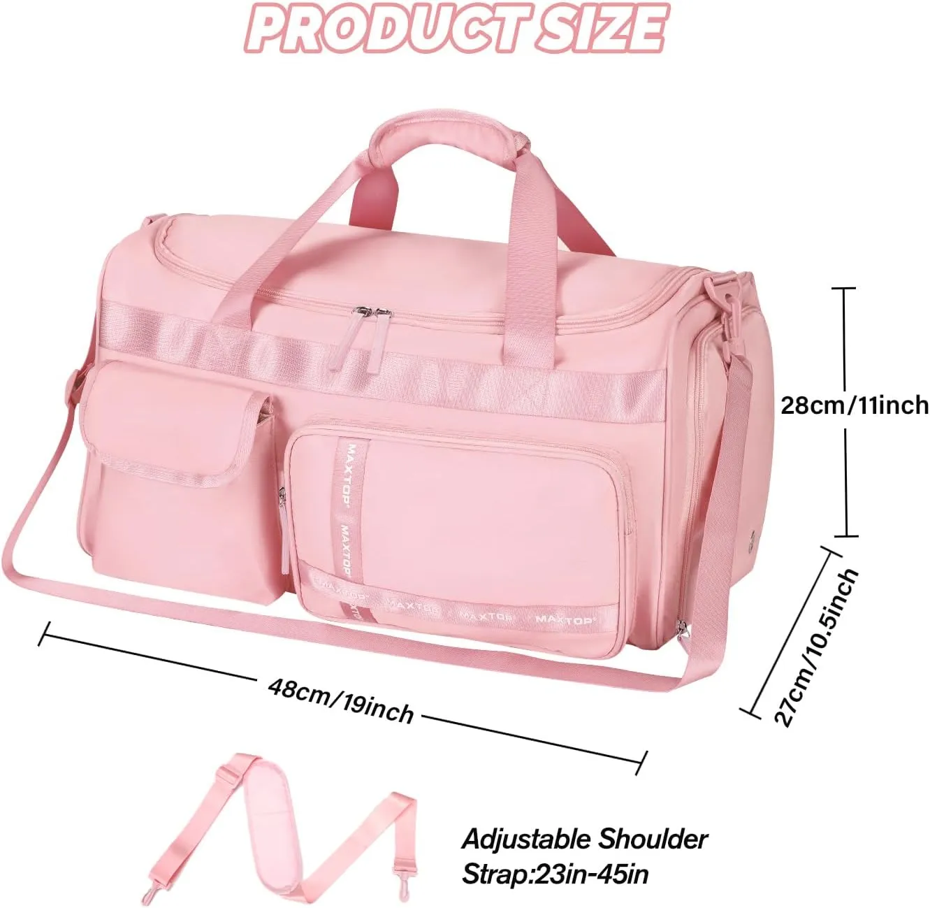 MAXTOP Travel Duffle Bag for Women Carry On Tote Weekender Overnight Bag Large Capacity Duffel Bag With Shoe Compartment,Gym Tote Bag with Dry and Wet Separation