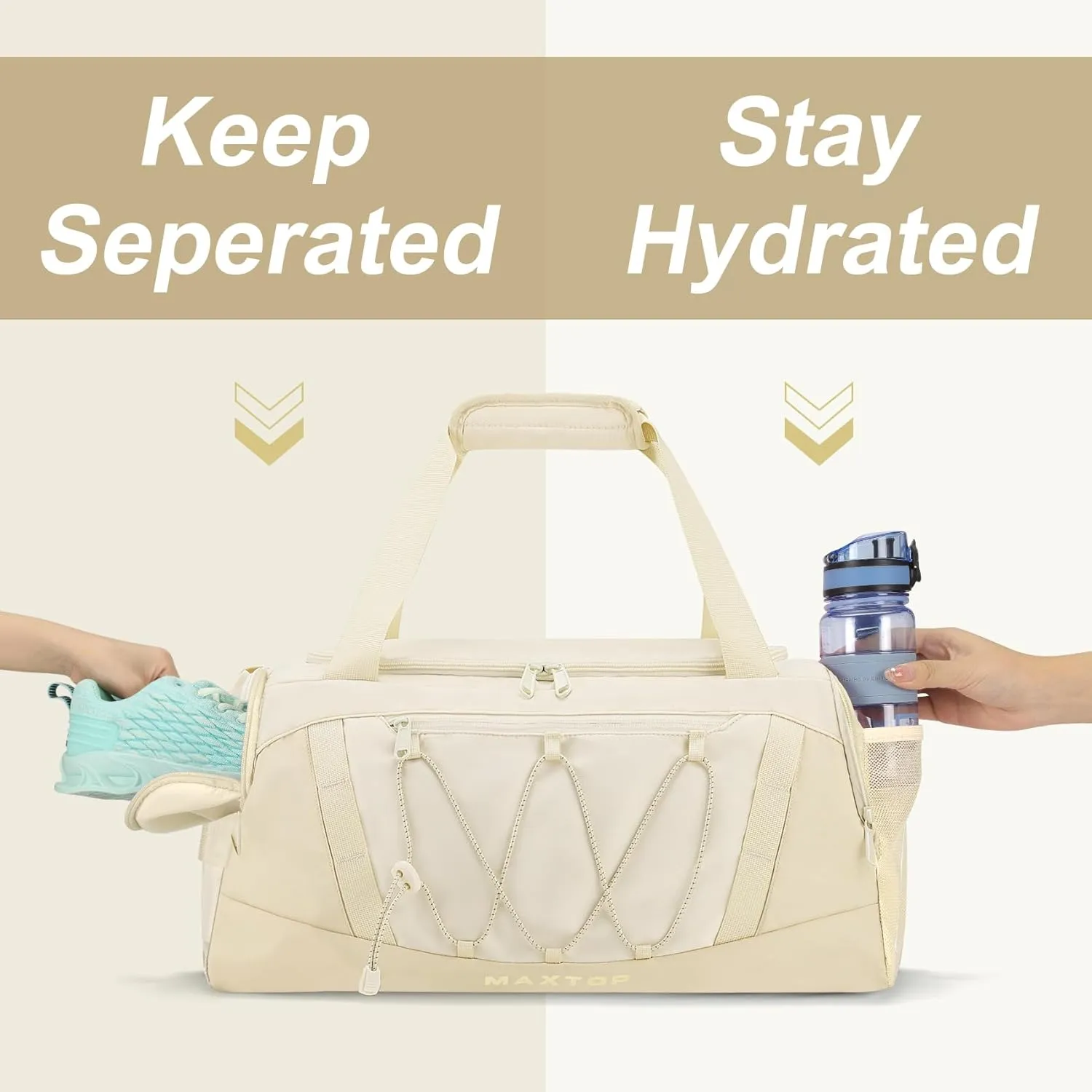 MAXTOP Travel Duffle Bag for Women Carry On Tote Weekender Overnight Bag Large Capacity Duffel Bag With Shoe Compartment,Gym Tote Bag with Dry and Wet Separation