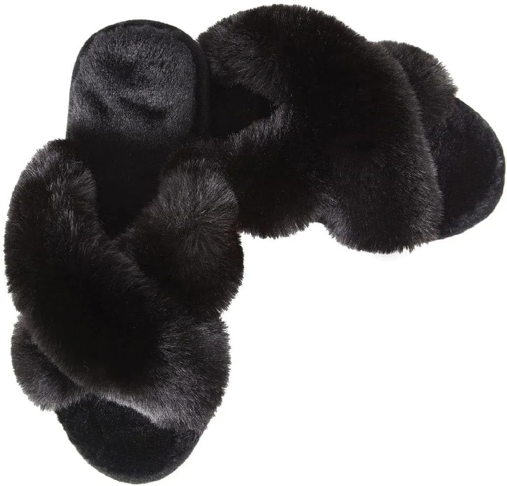 MeMoi Women's Beverly Faux Fur Memory Foam Plush Slipper