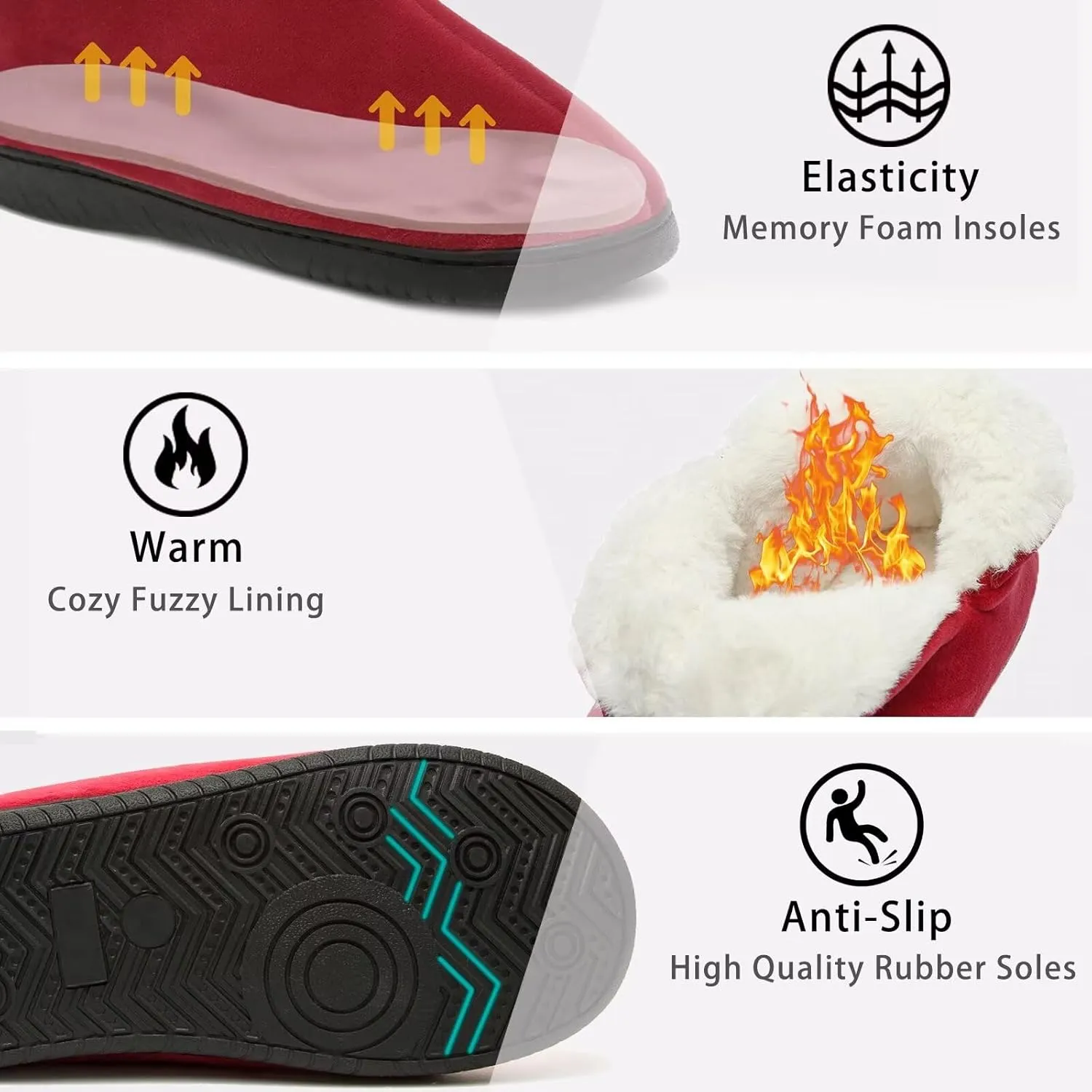 Men Women Slipper Boots Warm Fur Lined Memory Foam Winter House Bootie Slippers