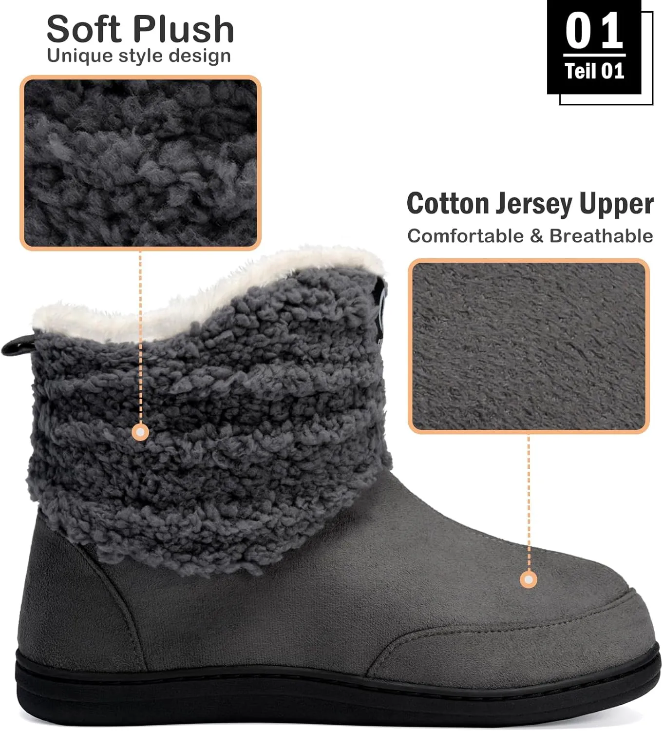 Men Women Slipper Boots Winter Indoor Outdoor Bootie Slippers Plush Fleece Memory Foam House Shoes