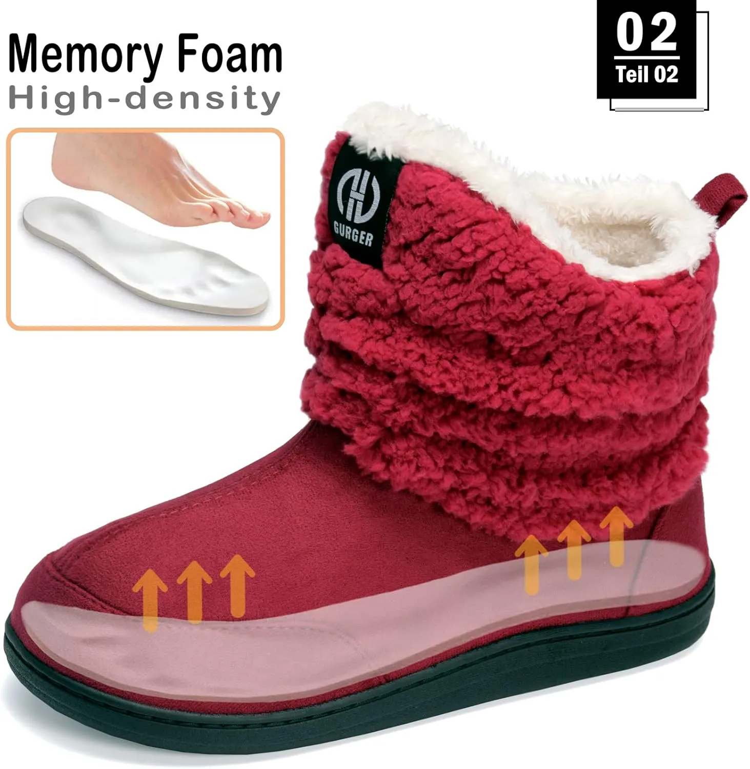 Men Women Slipper Boots Winter Indoor Outdoor Bootie Slippers Plush Fleece Memory Foam House Shoes