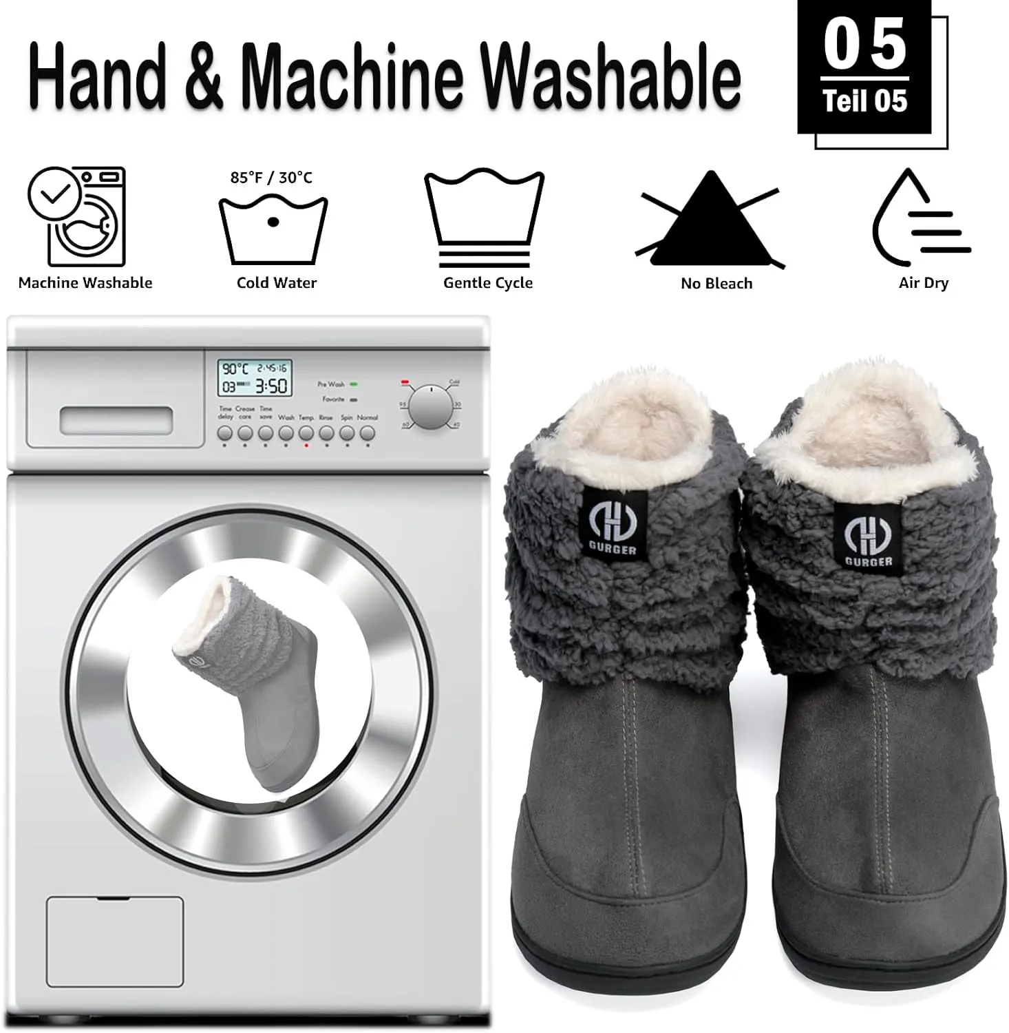 Men Women Slipper Boots Winter Indoor Outdoor Bootie Slippers Plush Fleece Memory Foam House Shoes