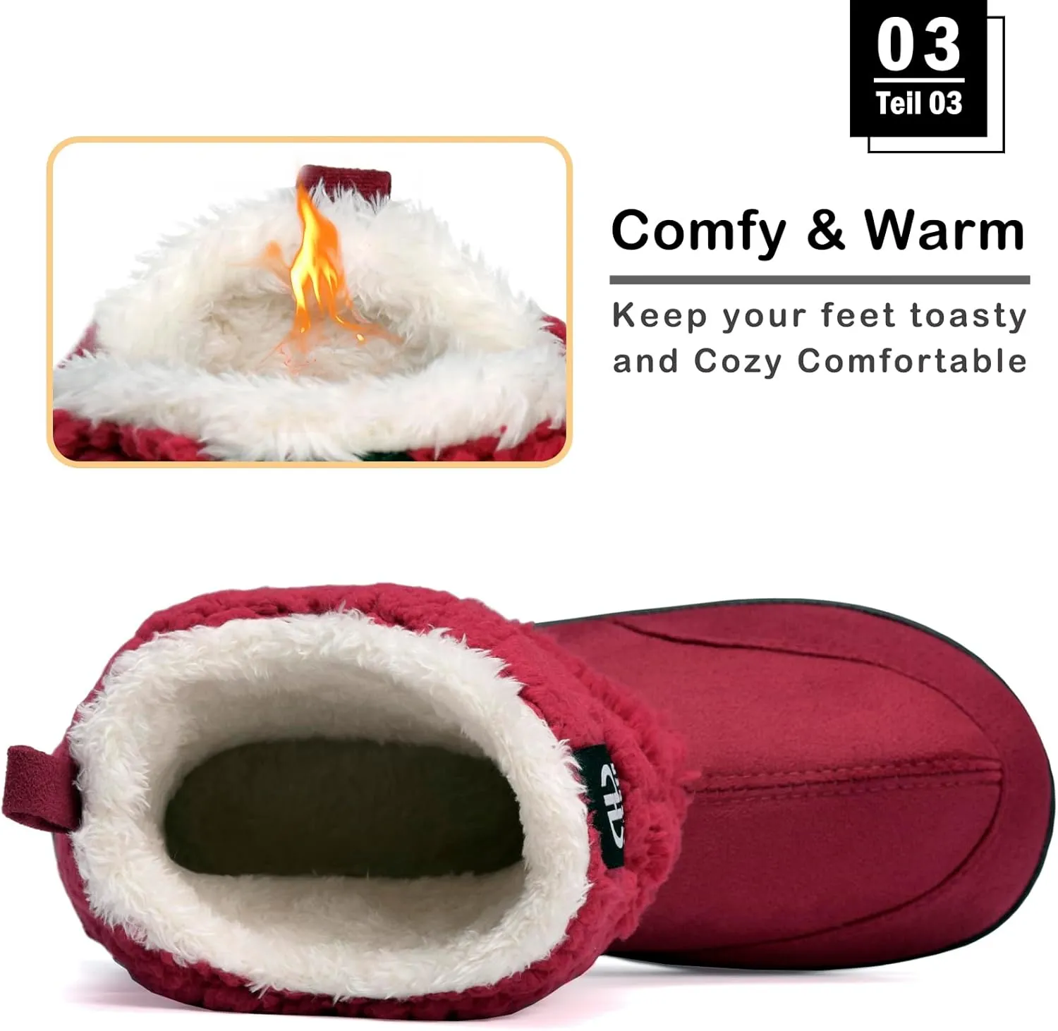 Men Women Slipper Boots Winter Indoor Outdoor Bootie Slippers Plush Fleece Memory Foam House Shoes