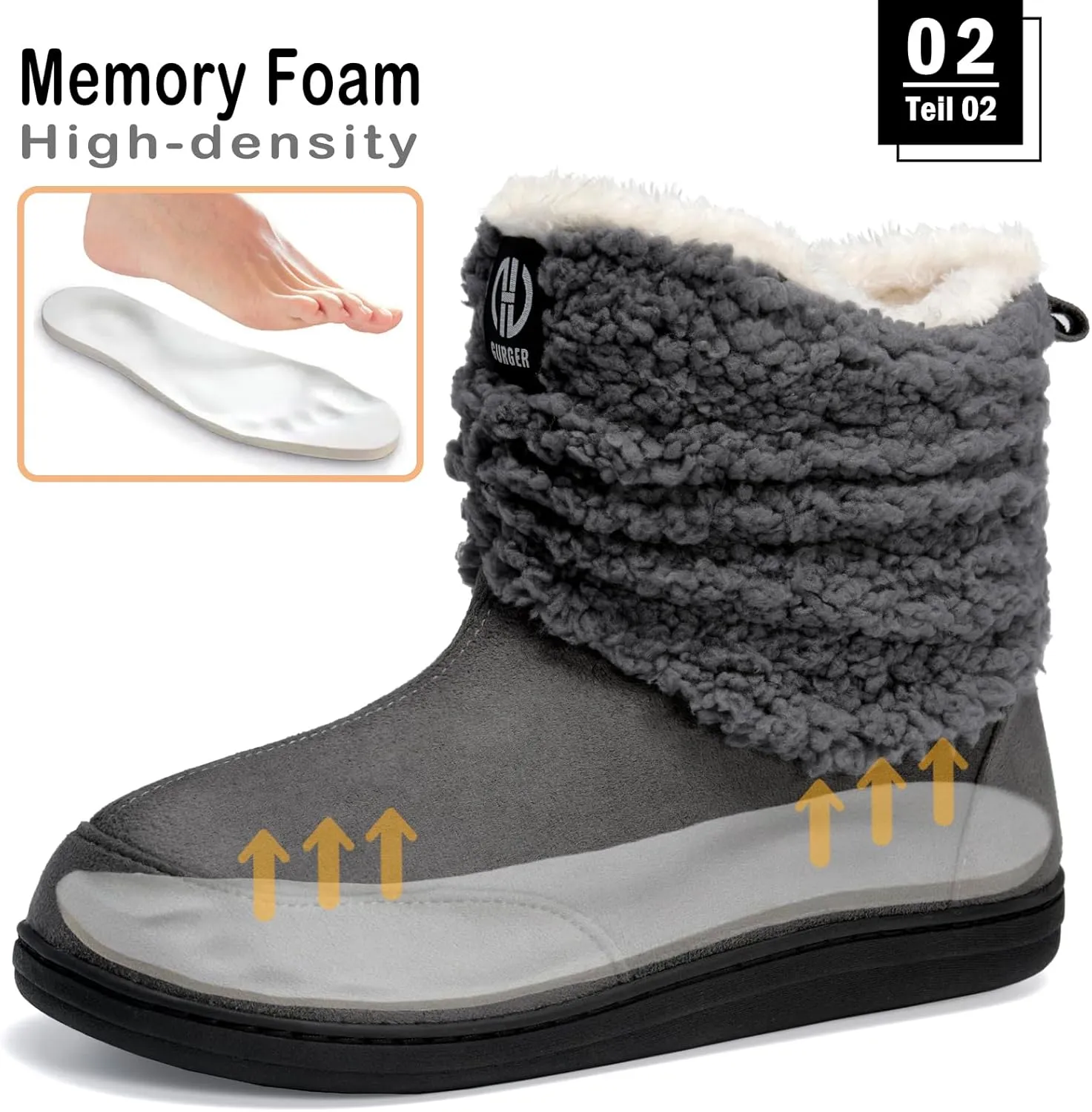 Men Women Slipper Boots Winter Indoor Outdoor Bootie Slippers Plush Fleece Memory Foam House Shoes