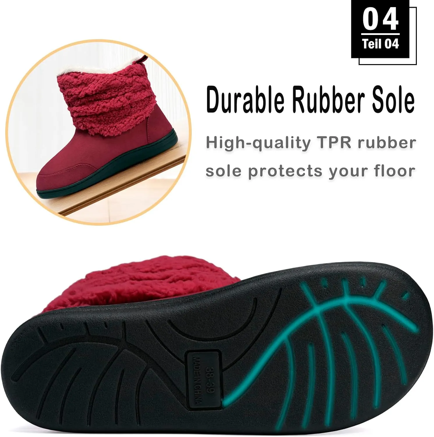 Men Women Slipper Boots Winter Indoor Outdoor Bootie Slippers Plush Fleece Memory Foam House Shoes