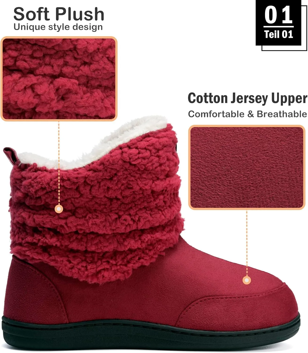Men Women Slipper Boots Winter Indoor Outdoor Bootie Slippers Plush Fleece Memory Foam House Shoes