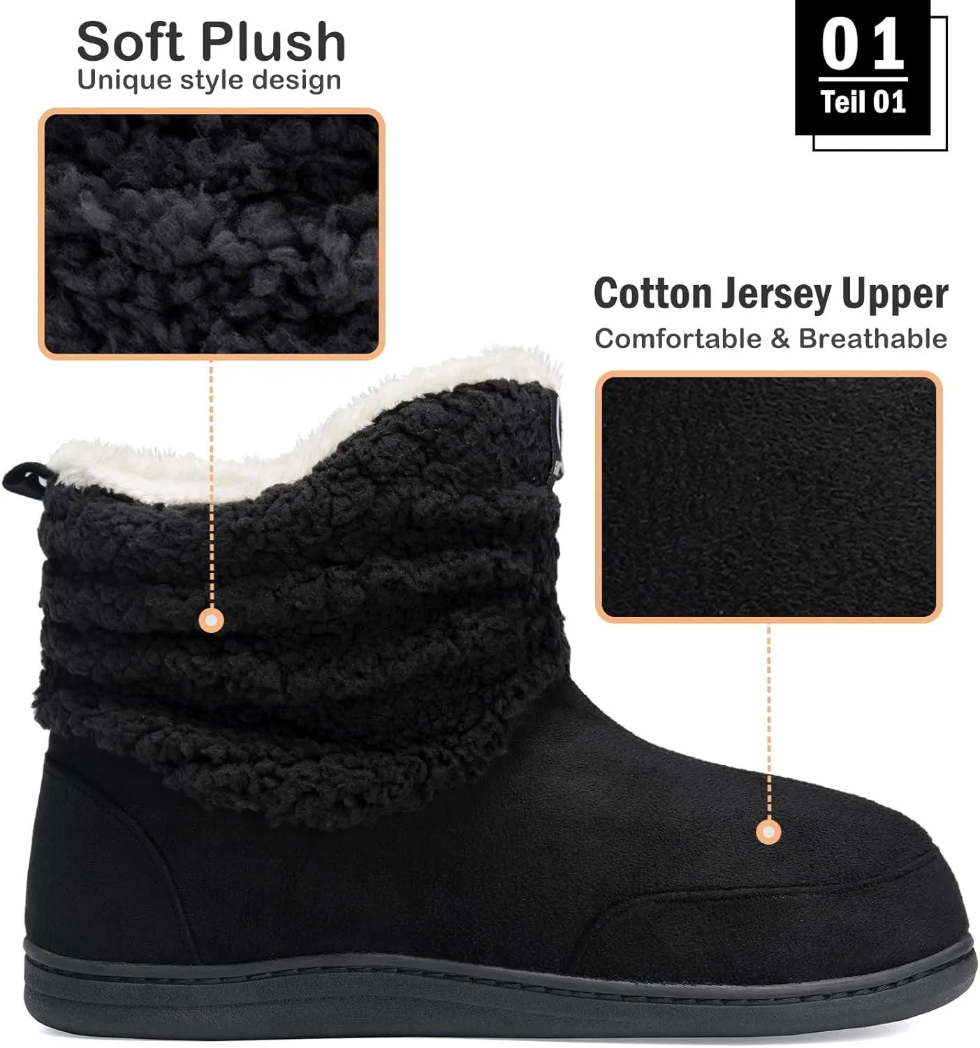 Men Women Slipper Boots Winter Indoor Outdoor Bootie Slippers Plush Fleece Memory Foam House Shoes