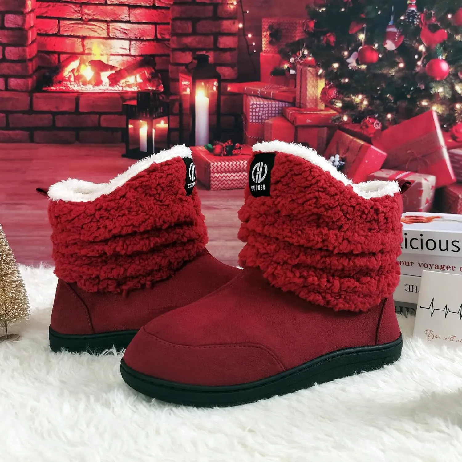 Men Women Slipper Boots Winter Indoor Outdoor Bootie Slippers Plush Fleece Memory Foam House Shoes