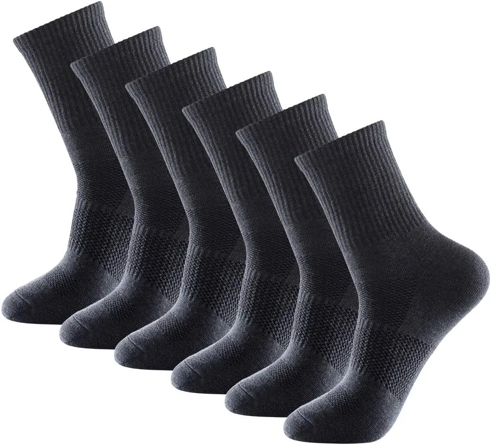 Men's Anti Sweat Odor Resistant Quick Dry Sports Quarter Crew Low Cut Cotton Hiking Running Socks