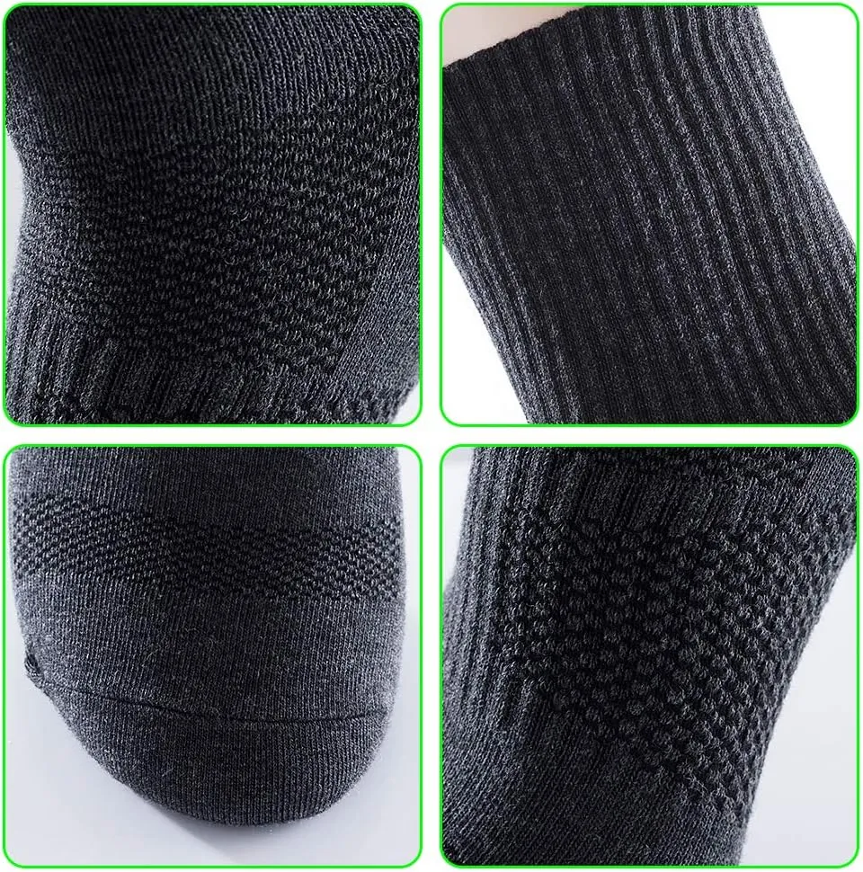 Men's Anti Sweat Odor Resistant Quick Dry Sports Quarter Crew Low Cut Cotton Hiking Running Socks