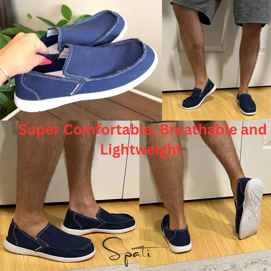 Men's Canvas Linen Slip On Loafer Lightweight Breathable Casual Shoes Orthopedic Travel for Summer Autumn Spring Walking Shoes for Men