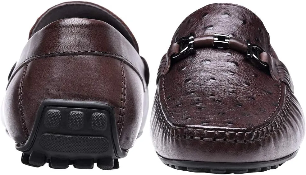 Mens Casual Comfortable Genuine Leather Lightweight Driving Moccasins Classic Fashion Penny Loafer Slip On Breathable Driving Loafer