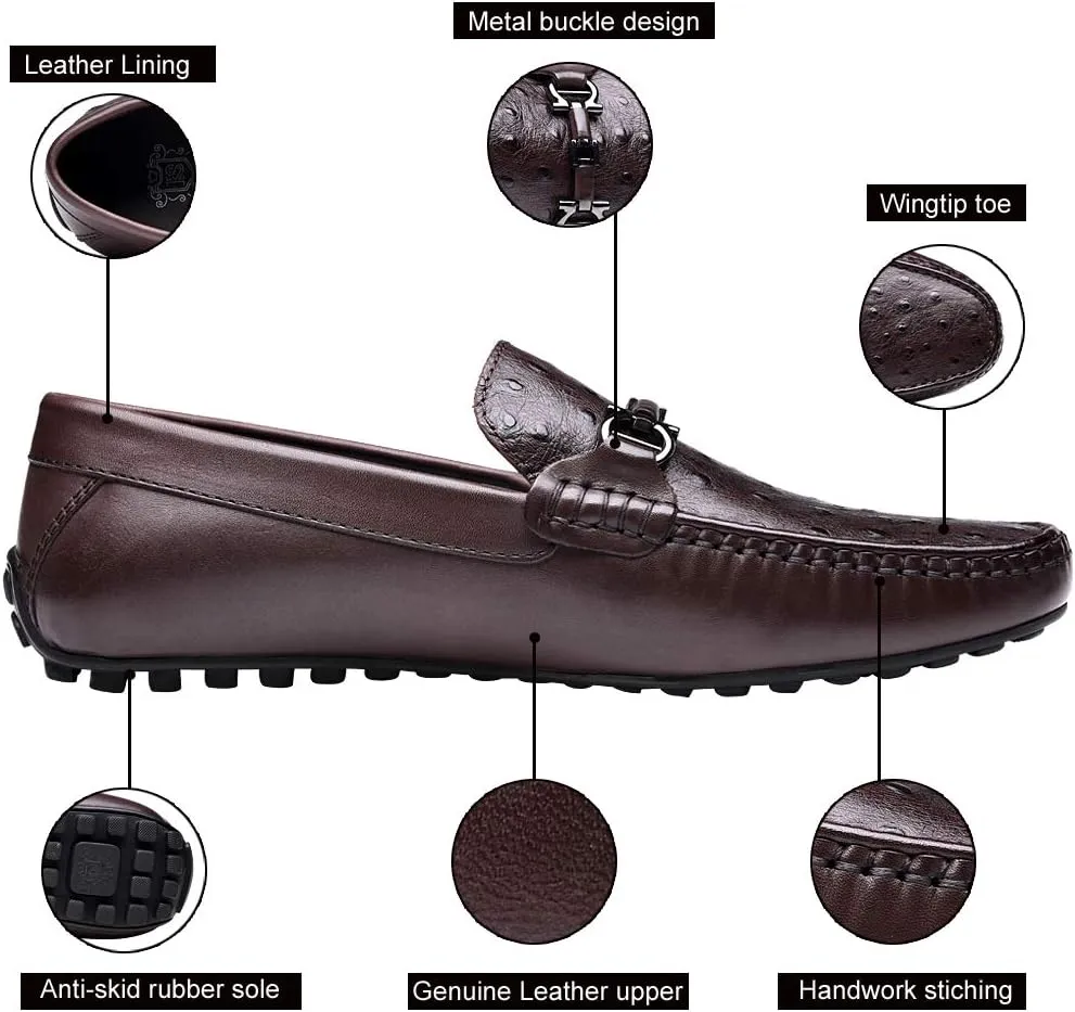 Mens Casual Comfortable Genuine Leather Lightweight Driving Moccasins Classic Fashion Penny Loafer Slip On Breathable Driving Loafer