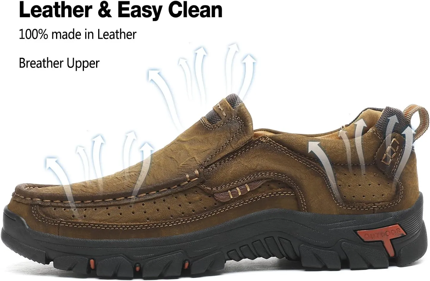 Mens Casual Shoes Slip On Leather Loafers Non Slip Walking Breathable Handmade Sneaker for Dress Driving Business Working Office