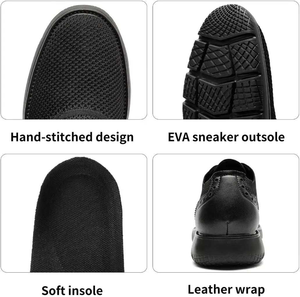Men's Casual Sneakers Dress Shoes - Comfort Dress Sneakers Mesh Knit Lightweight Breathable Formal Oxford Business Shoes