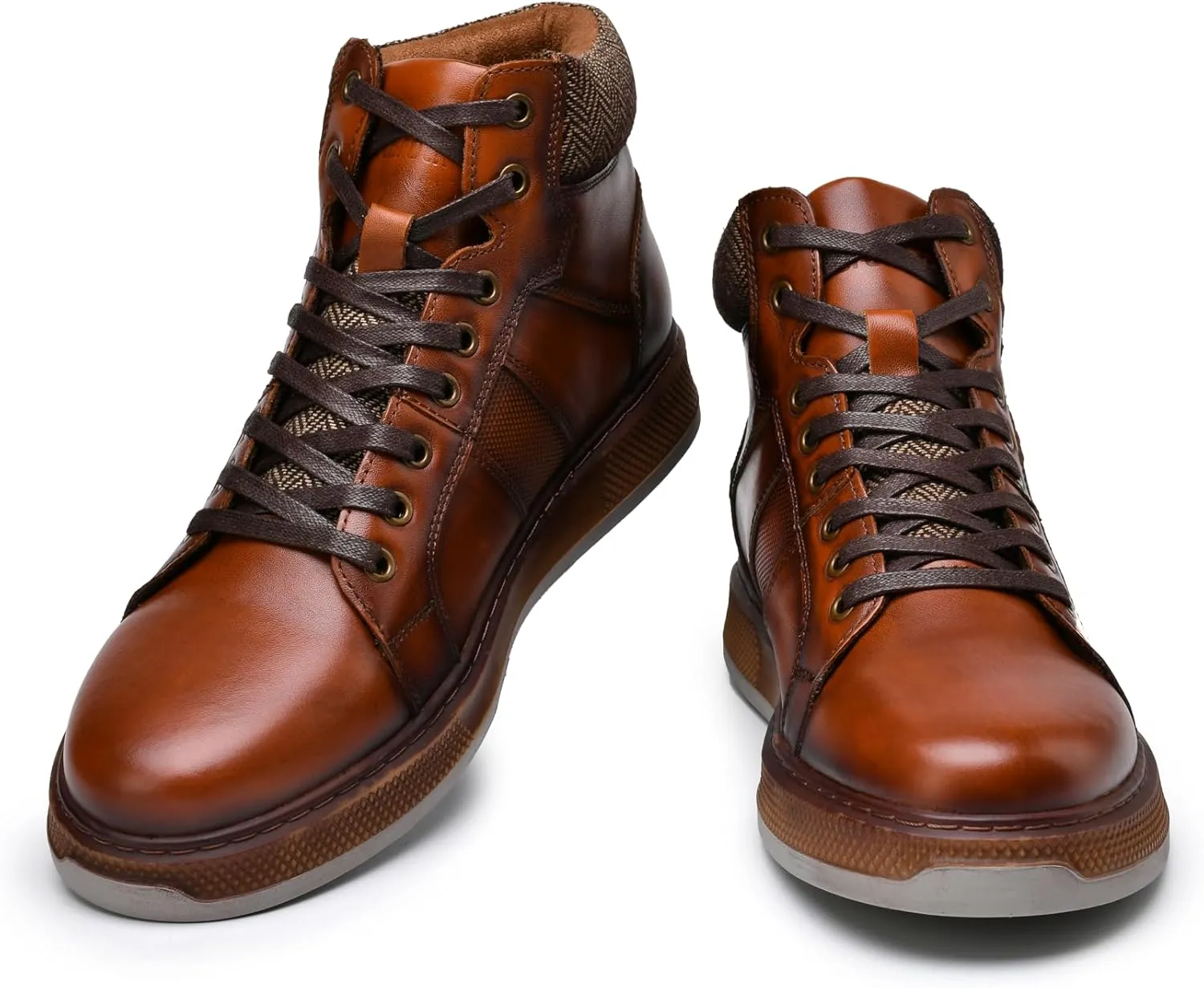 Men's Casual Sneakers Mid Top Fashion Sneaker Lightweight Leather Shoe for Outdoor Walking