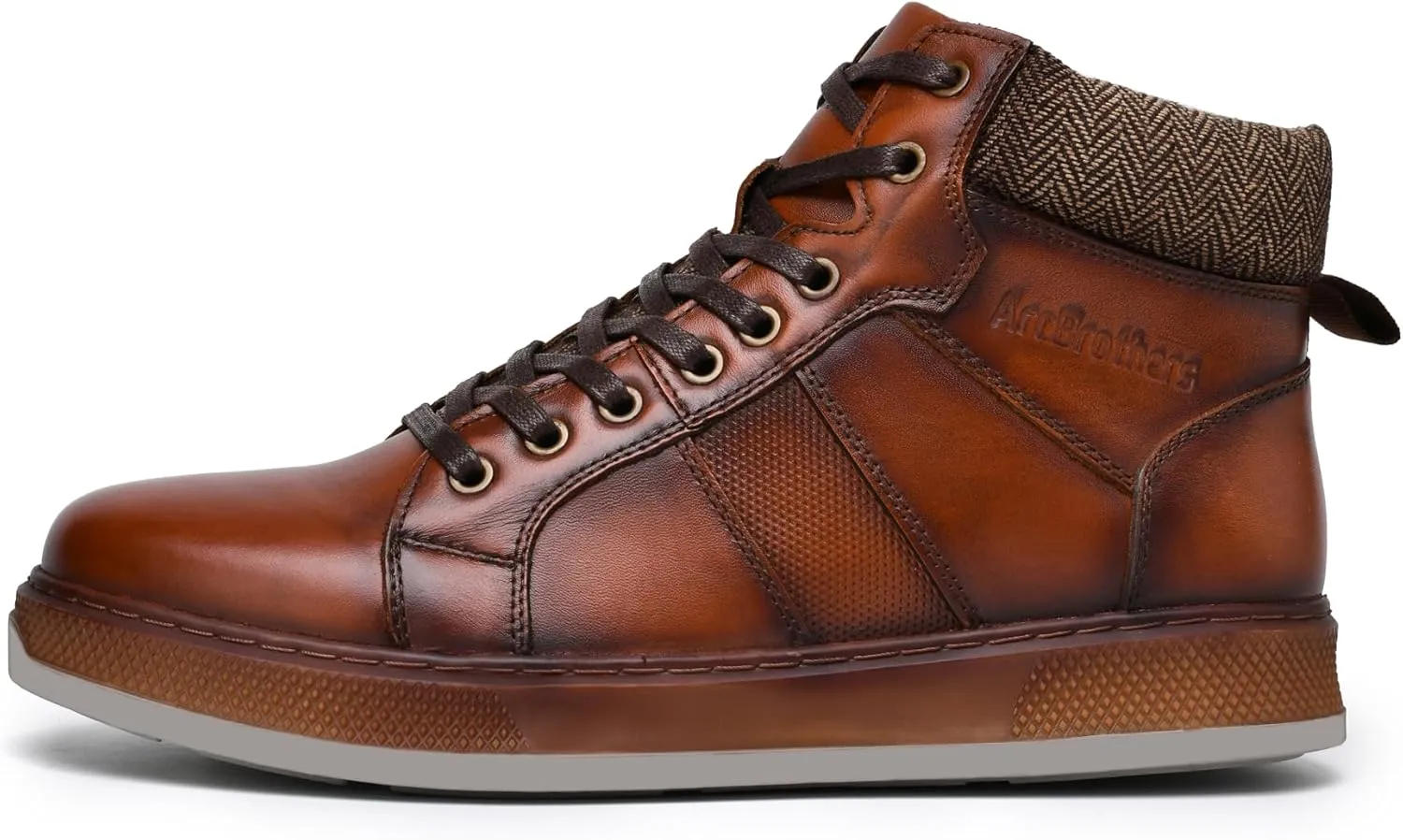 Men's Casual Sneakers Mid Top Fashion Sneaker Lightweight Leather Shoe for Outdoor Walking