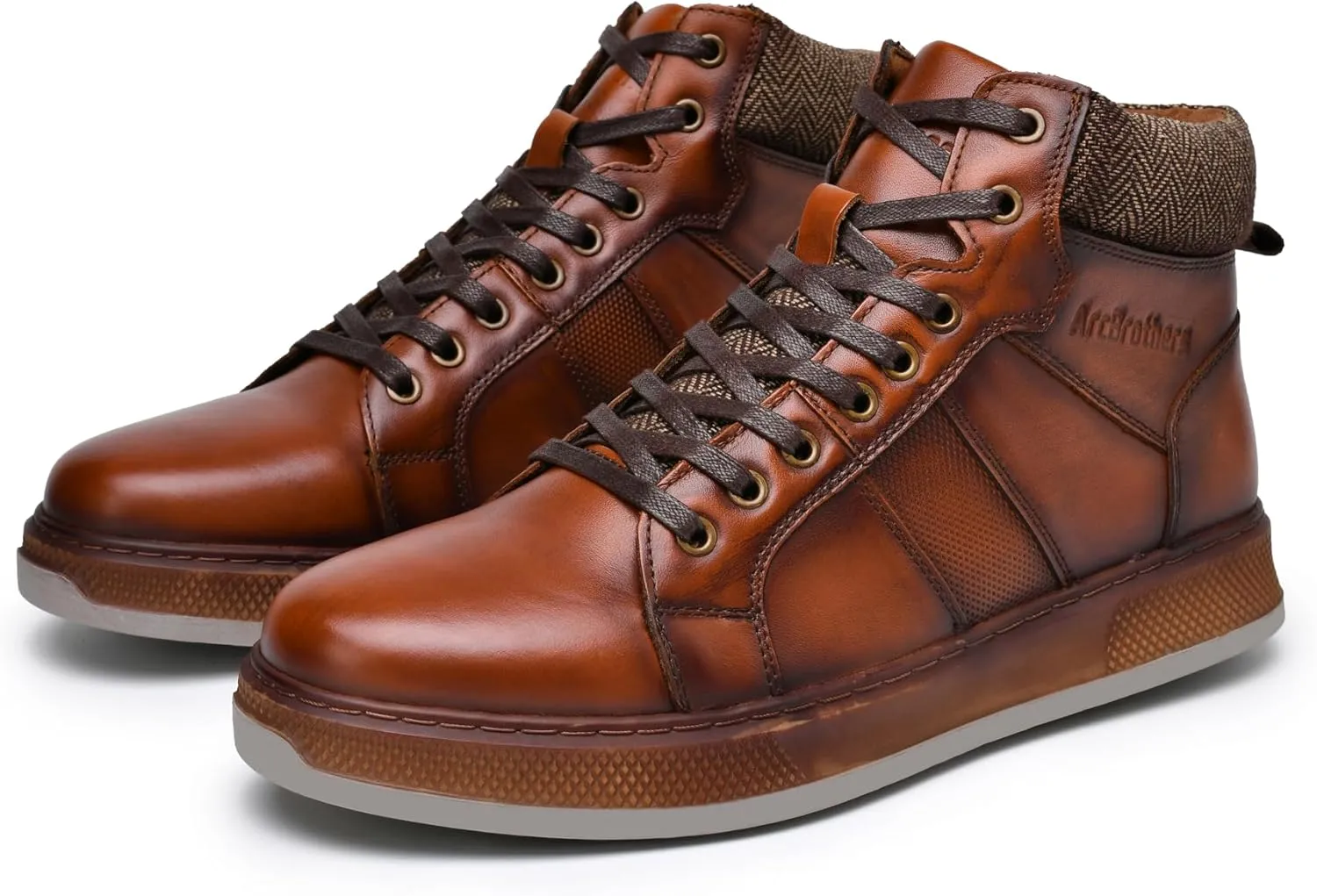 Men's Casual Sneakers Mid Top Fashion Sneaker Lightweight Leather Shoe for Outdoor Walking