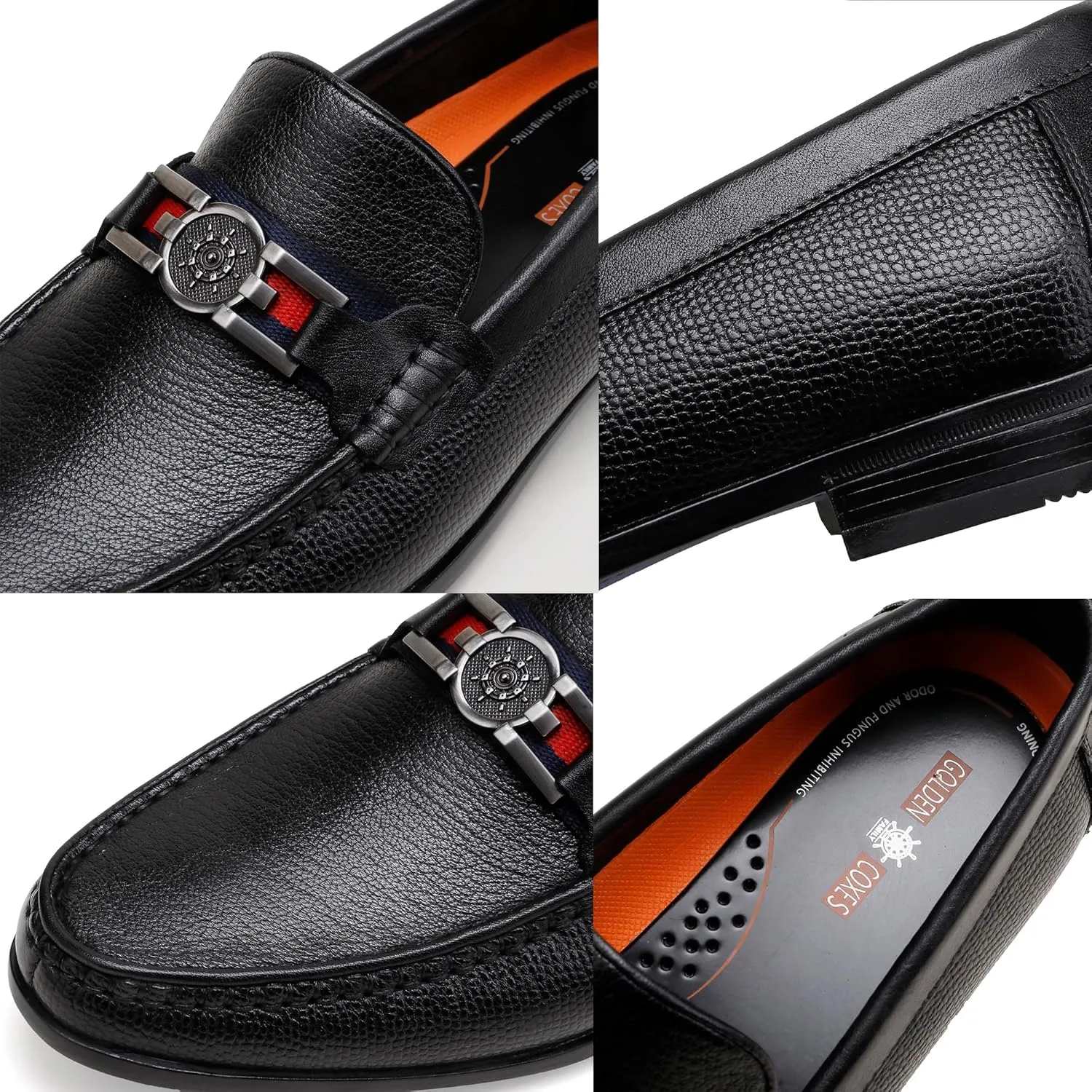 Men's Causal Dress Loafers, Classic Leather Buckle Slip-on Penny Loafer Business Dress Shoes Party Loafers for Mens